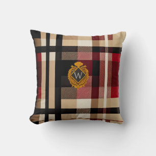 Klassisk Monogram Snyggt Play Beige Red & Black Kudde