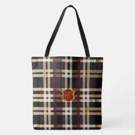 Klassisk Monogram-Snyggt Play Black Red & Beige Tygkasse