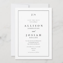 Klassisk monogram spara datum inbjudan