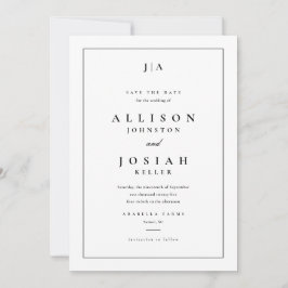 Klassisk monogram spara datum inbjudan