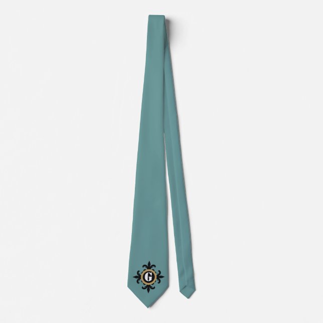 Klassisk Monogram svart Fleur De Lis blue Slips (Framsida)