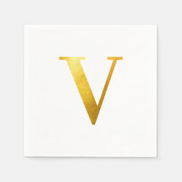 Klassisk monogram V i guld folie Pappersservett