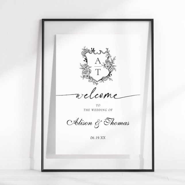 Klassisk monogram välkomstskylt för bröllop poster (Skapare uppladdad)