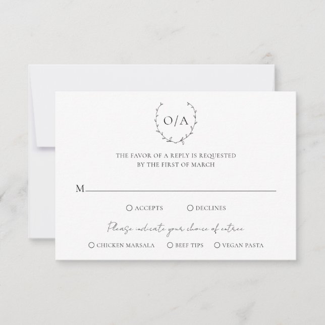 Klassisk Monogram Vapensköld Elegant bröllop OSA Kort (Framsida)