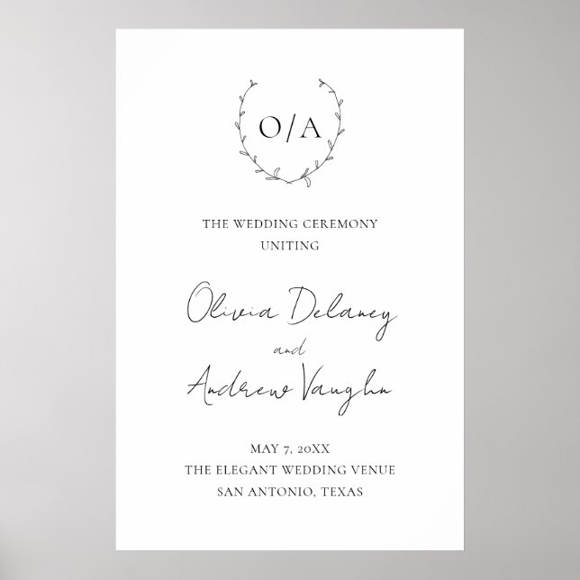 Klassisk Monogram Vapensköld Elegant bröllop Poster (Framsidan)