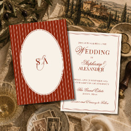 Klassisk Monogram Varm Terrakotta Old Money Bröllo Inbjudningar