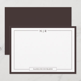 Klassisk Monogram Wenge Kant Brevpapper Anteckningskort