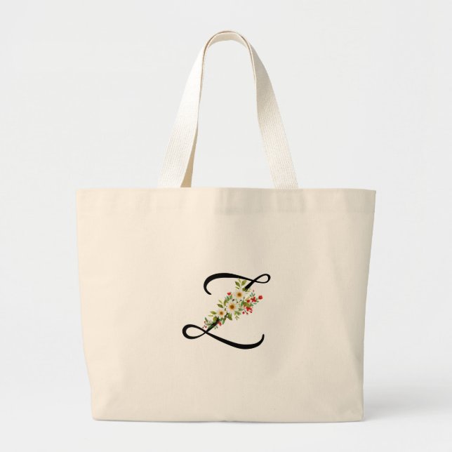 Klassisk monogram Z röd vit blomma mormors present Jumbo Tygkasse (Framsidan)