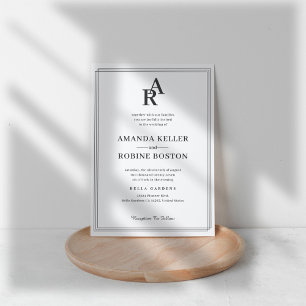 Klassisk monogrambröllop inbjudningar