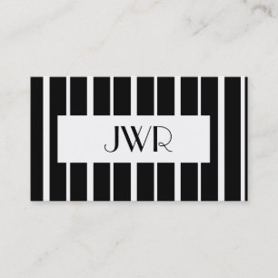Klassisk monogrammed ~ Black and White Streck Visitkort