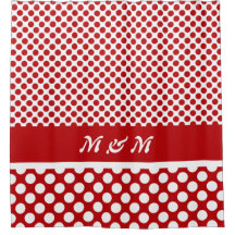 Klassisk monogrammed rött och vit polkadot