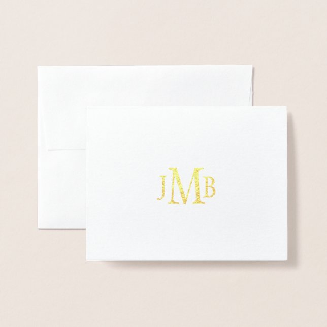 Klassisk monogrammed Tack Guld Folierat Kort (Framsida med kuvert)