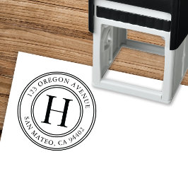 Klassisk monogramrund Returadress Självfärgande Stämpel