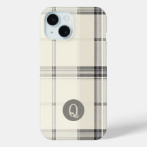 Klassisk monogramtelefonfodral med krämfärgad och 