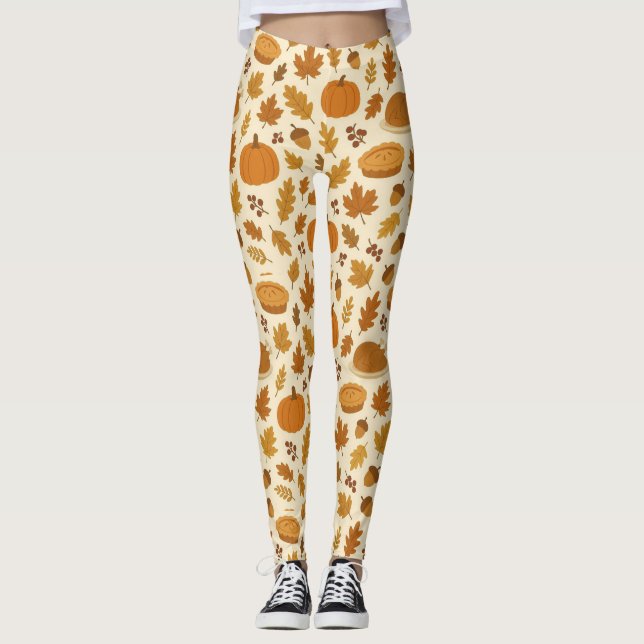 Klassisk mönster för Thanksgiving  Leggings (Framsida)