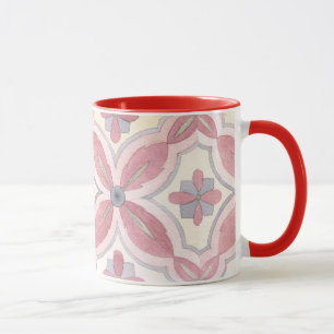 Klassisk mönster Red, blue och rosa Retro-gåva Mugg