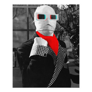 Klassisk monstergrafik teckning av osynlig man fototryck
