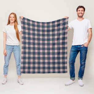 Klassisk Mörk blått Red White Gingham Play Mönster Fleecefilt