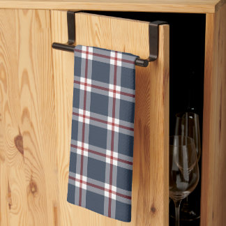 Klassisk Mörk blått Red White Gingham Play Mönster Kökshandduk