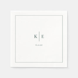 Klassisk Mörk Dusty Grönt Bröllop Monogram Napkins Pappersservett