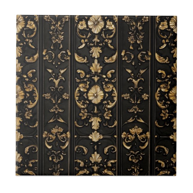 Klassisk Mörk Elegant Mönster Kakelplatta (Framsidan)