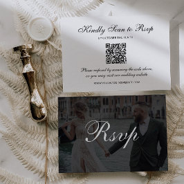 Klassisk mörk överdrag | QR-kod Foto Bröllop OSA Kort
