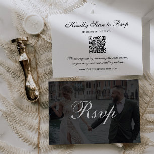 Klassisk mörk överdrag QR-kod Foto Bröllop OSA Kort