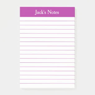 Klassisk Mörk, Rosa, linjerad Personlig Post-it Block