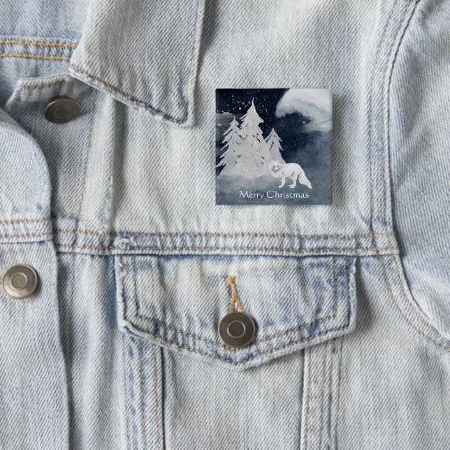 Klassisk mörk vinterscen med räv jul  knapp (In Situ)