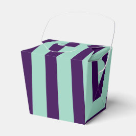 Klassisk mörklila och ljus turkosrandig takeaway presentaskar