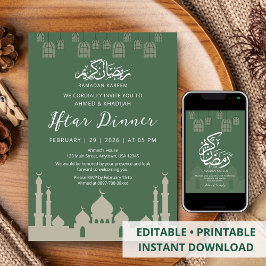 Klassisk moské siluett Ramadan Iftar middag Inbjudningar