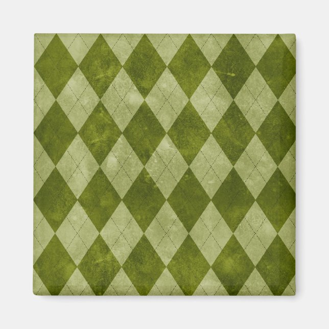 Klassisk Mossy-Grönt Argyle Geometric Mönster Magnet (Framsidan)