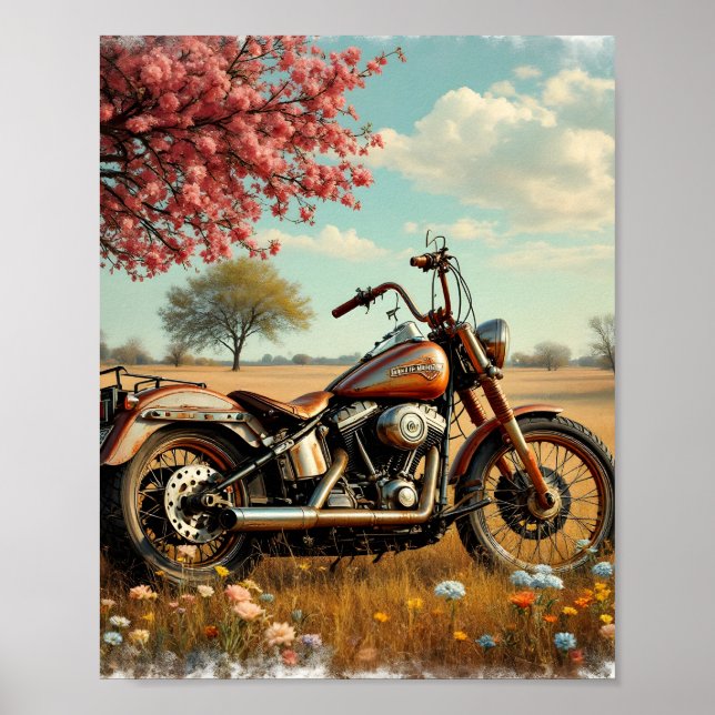 Klassisk motorcykel digital poster (Framsidan)