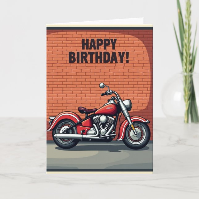 Klassisk motorcykel födelsedagsrittkort kort (Framsida)