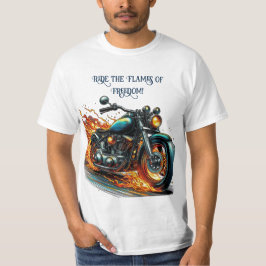 Klassisk motorcykel i Rörelse med flamma T Shirt