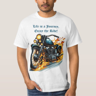 Klassisk motorcykel i Rörelse med flamma T Shirt