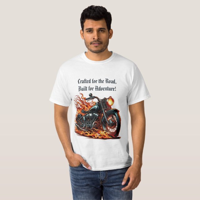 Klassisk motorcykel i Rörelse med flamma T Shirt (Hel framsida)