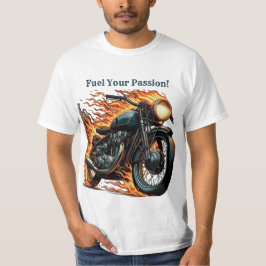 Klassisk motorcykel i Rörelse med flamma T Shirt