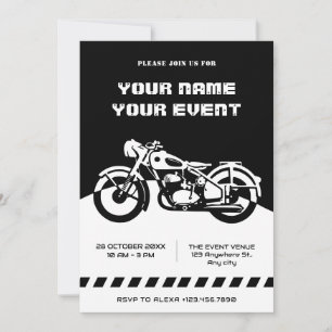 Klassisk motorcykel i svartvitt inbjudningar