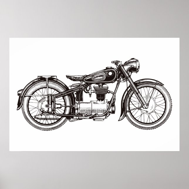 Klassisk motorcykel III Poster (Framsidan)