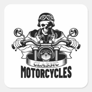 Klassisk motorcykel Skeleton Fyrkantigt Klistermärke