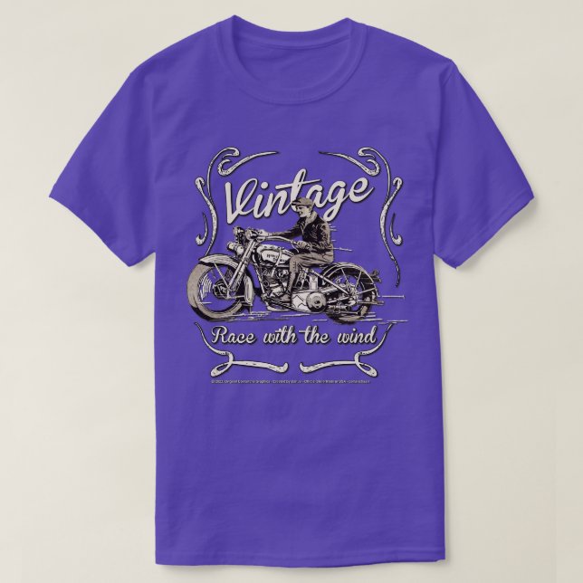 Klassisk motorcykel Tävling med vinden T Shirt (Design framsida)
