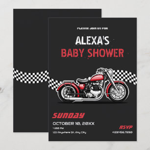 Klassisk motorcykelbabydusch inbjudningar