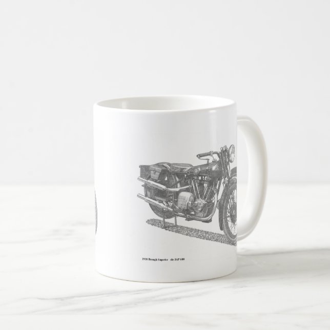 Klassisk motorcykelkalender (brittisk klassisk) kaffemugg (Framsida höger)
