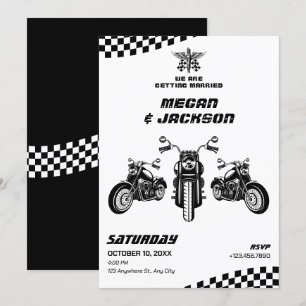 Klassisk motorcykelmekanik bröllop inbjudningar