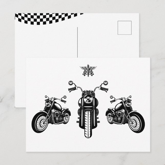 Klassisk motorcykelmekanik vykort (Fram/baksida)