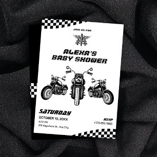 Klassisk motorcykelmekanisk babydusch inbjudningar