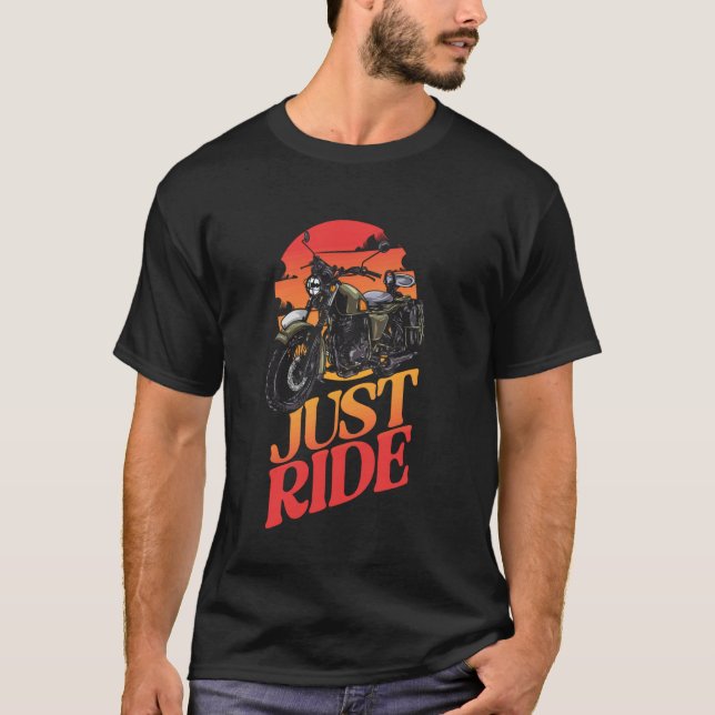 Klassisk motorcyklist bara kör t shirt (Framsida)