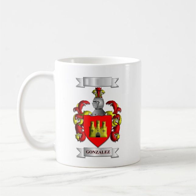 Klassisk mugg Gonzalez efternamn och sköld (Vänster)