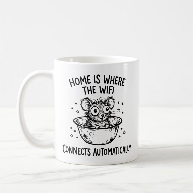 Klassisk mugg Liten mus Hem Wi-Fi Humor (Vänster)